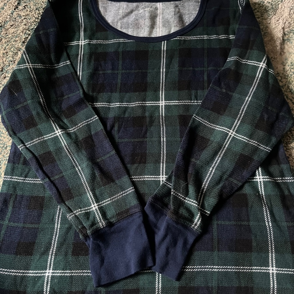 Old Navy Navy and Gray Waffle Knit Top